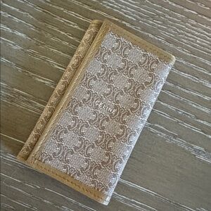 Celine Brown Monogram Key Case with Tan Trim
